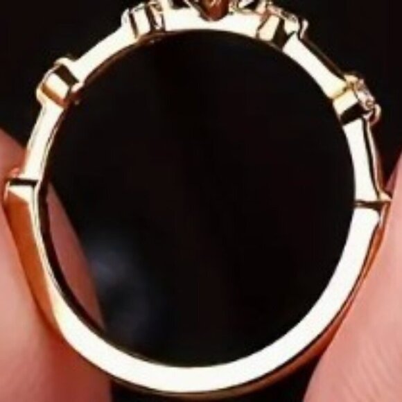 18K Golden Plated Copper Princess Cut Cubic Red Zirconia Ring Women size 7 - Picture 2 of 6